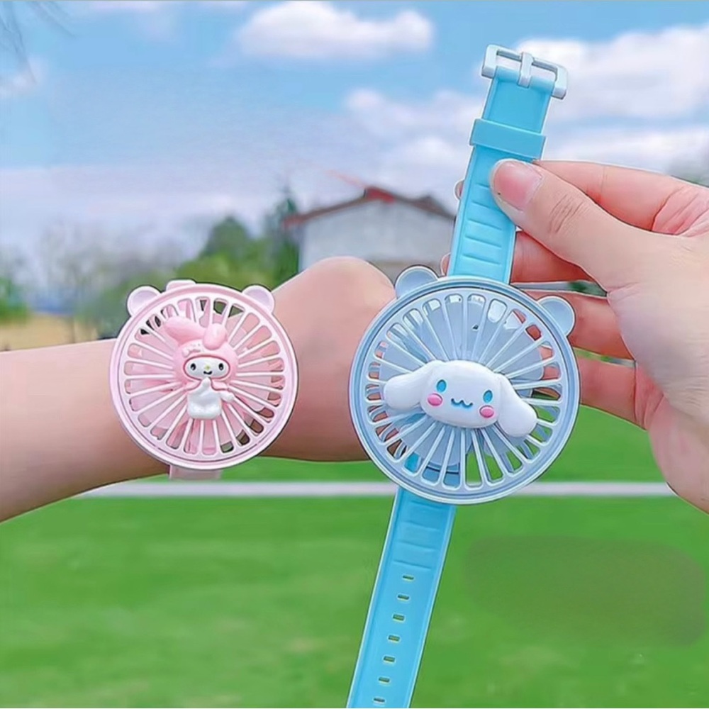 SUMMER ESSENTIALS!!! Cute CWrist Fans in Pink  White and Blue